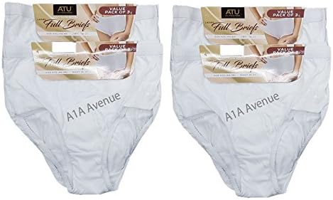 A1A AVENUEA1A AVENUE 12 Pack Ladies White Briefs Maxi, 100% Cotton Full Comfort Fit Underwear, Sizes 12-30 (OS (UK 16-18))