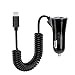 Price comparison product image DECVO Samsung Dual USB Port Car Charger with Cable, Two-Port USB and Type C Coil Cord for Samsung Galaxy S9 S8 Plus/S7/S6/Edge/Note 5 8,HTC,LG G6 G5,Nexus 5X 6P, iPhone X 8 7 6,iPad and More (Black)