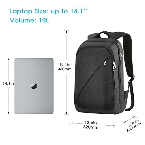 REYLEO Business Rucksack Herren 14 1 Zoll Laptop Tasche Schlanker Tagesrucksack F  r Die Arbeit Und Stadt Wasserdicht Schwarz RB01