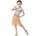 Produktbild Kleid für Kind Mädchen Latin Dance Dress Kinder Kinder Pailletten Fransen Bühnen Performance Wettbewerb Ballroom Dance Kostüm (Farbe : Gold, Größe : M)