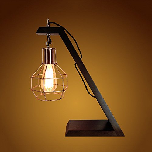 Preisvergleich Produktbild HOMEE Kreuztisch-Druckknopfschalter der europäischen Arttischlampenlampe kreatives Retro- Wohnzimmerbar-Bürodekorationsschreib... e27 rotes Braun