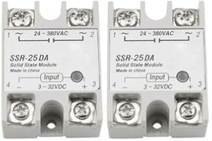 BGTXINGI 2 Stück SSR-25DA 40DA Einphasiges DC Solid State Relaismodul Last 24-380V AC gesteuerter Modul-Eingang 3-32V DC für industrielle Automatisierungsprozesse (SSR-25DA)