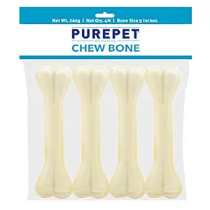 Purepet Pressed Chew Bones, Dog Treats, 5 inches - Pack of 4 Bones