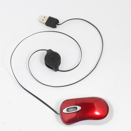 SODIAL(R) Rote Mini ausziehbare USB Optische Wheel Mouse - 6