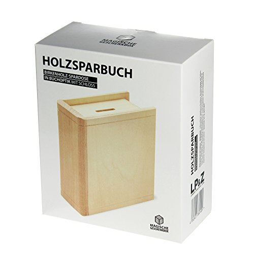Spardose Buch aus Holz – Sparbuch als originelles Geburtstagsgeschenk für Geld – Geldgeschenk-Sparbüchse aus Ahornholz – 13,5 x 16,5 x 6,5 cm - 4