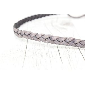 Haarband Leder geflochten // silber 'antik