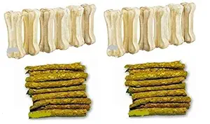 MUNCHOS Dog 120gm Chicken Munchies with 3inch X 6Pcs Rawhide Bone Treat (Pack of 2)