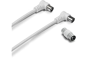 Metronic Câble TV coaxial 9,52 mm coudé mâle/fem. + Adaptateur 2 m