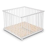 FabiMax Laufgitter 100×100 cm, Buche, weiß / natur, optional mit Matratze - 3