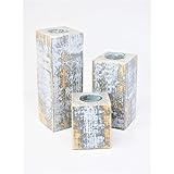 3er Set Teelichthalter aus Holz 