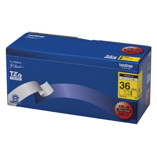 Brother TZe tape laminate tape (yellow ground / black) 36mm 5 pack of TZe-661V (japan import)