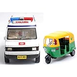 Compatible 2 Combo Pull Back Ambulance Tempo Traveller + Auto Toys Ambulance (Green), Kids