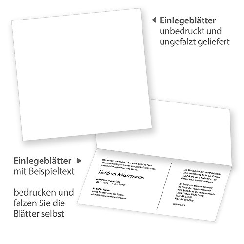 10 Sets Hochwertige Trauerkarten, Klappkarten inkl. Einlegeblätter bedruckbar und inkl. Briefumschläge - 4