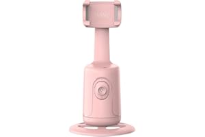 Camnoon Smart 360° Auto Face Tracking Selfie-Gimbal, Selfie Stick Gimbal-Stabilisator, Keine APP erforderlich mit verstellbarem Objektiv, Stabile Basis, Handyhalter für Smartphone Vlog (Rosa)