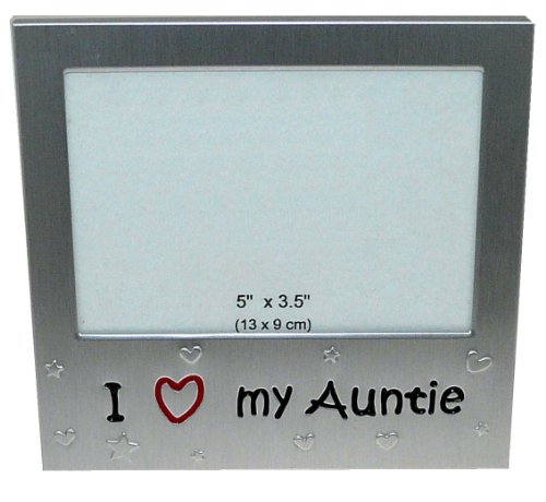 ' I Love My Auntie ' - Photo Picture Frame Gift - 5 x 3.5 " - Brushed Aluminium Satin Silver Colour