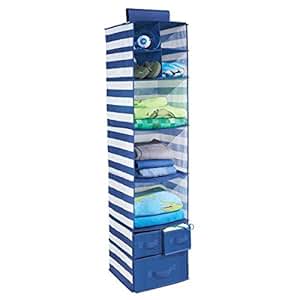 mDesign hängender Stoffschrank – 7 Regale und 3 Schubladen