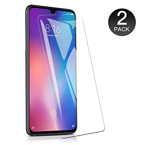 WieStoung 2-Unidades Cristal Templado Xiaomi Mi 9 Protector Pantalla, Vidrio Templado Protector Xiaomi Mi 9,9H Dureza/Alta Transparencia/Alta Definicion/Anti-Huella