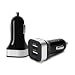 Produktbild ThreadWells Schwarz und Silber Dual Port High Speed USB Auto schnelle Ladung/Handy/elektronische/Ladegerät für Apple, iPhone 6 Plus/6/5S/5C/4/4S, iPod Touchscreen/Shuffle, Mac/MacPro/iMac/Air/Touchscreen, Fenster, Samsung Galaxy/Ace/Active/Alpha/S5/S4/S3/Note/TabPRO, Sony Xperia, Handys, Tablets und anderen elektronischen Geräten