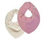 Pippi 2er Set Baby Dreieckstuch Halstuch Lätzchen uni rosa & creme mit Punkten in rosa