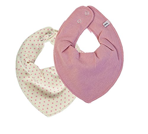 Pippi 2er Set Baby Dreieckstuch Halstuch Lätzchen uni rosa & creme mit Punkten in rosa