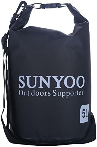 SUNYOO Top Rate 100% Waterproof Dry Bags 5L 10L Shoulder Sack Bag for Swimming,Surfing,Fishing,Boating,Skiing,Canoeing,Holdable Handy Shoulder Sack Bag (5L, Black)