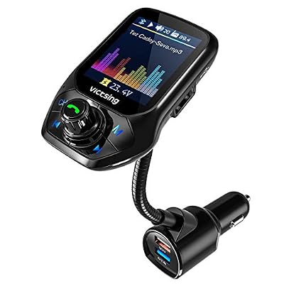 VicTsing 【Nouveau】 VICTSING Transmetteur FM Bluetooth, Adaptateur Voiture avec Réglage Automatique De FM Fréquence, 3 USB Inclus QC3.0 Charge Rapide, 1.8" Ecran Couleur Mains Libre