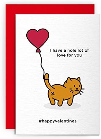 Valentine's Day Card Valentines Funny Cat Husband Wife Boyfriend Girlfriend Greeting Happy Animal For Him Her Joke LOL HOLE LOT OF LOVE FOR YOU