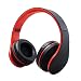 Produktbild Cuitan Universal Wireless Bluetooth V3.0 / Wired 3.5mm Stecker ON-Ear Kopfhörer, mit Audio Kabel und Laden Kabel Built-in Mikrofon Stereo FM Radio Ohrhörer Headphone Stirnband Earphone Headset für iPhone 6s, 6, 5s, 4s, iPad, iPod, Samsung Galaxy und andere Bluetooth Geräte Smart Phones - Schwarz rot