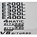 Produktbild Flache Schwarz Stamm Buchstaben Abzeichen Abzeichen Emblem Embleme E200 E220 E250 E300 E320 E350 E400 E500 V8 BITURBO 4 MATIC (1pair BITURBO 4MATIC)