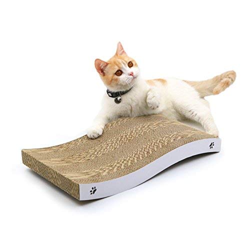 COCHING Rascador para Gatos con Forma Curvada de cartón con Dos Diferentes Texturas de arañazos, Almohadilla Resistente y Reversible, con Gato orgánico