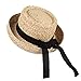 Produktbild JKLGNN Strohhut Rollbare Krempe Sonnenhut Frauen Sommer Strandurlaub Kappe Bowknot Faltbare Floppy Fedora Hüte Interne Gummiband für Damen - Einstellbare 59CM,NaturalPrimaryColor