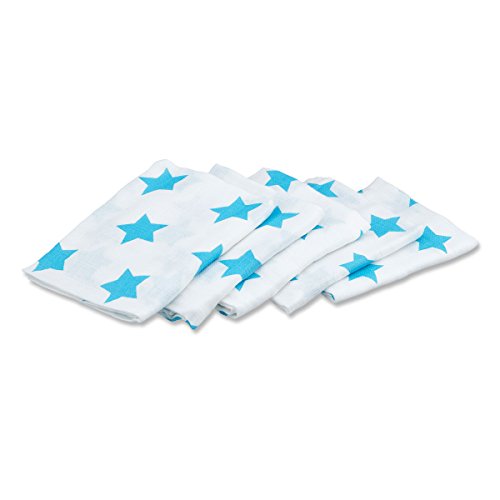 Odenwälder Mullwindeln 5er Pack 70 cm x 70 cm Sterne aqua - 3