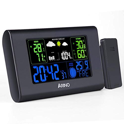 ARINO Stazione Meteo con Sensore Esterno per Casa e ufficio, Nero