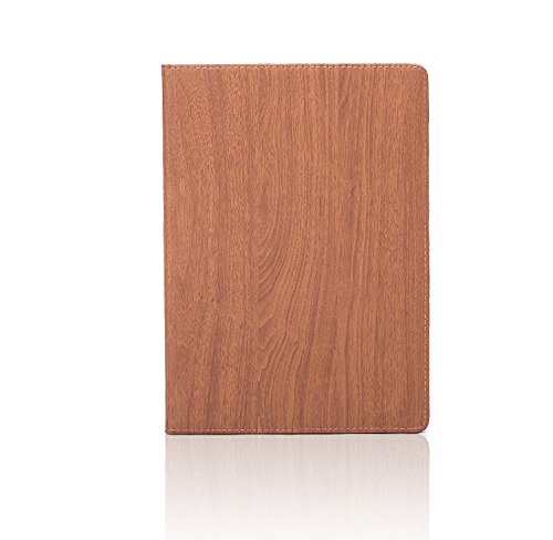 2017 Neu Version iPad Hüllen 9,7 Zoll Ultra Slim PU Ledertasche Schutzhülle Modern Holz Maserung Oberfläche (Dunkelbraun)