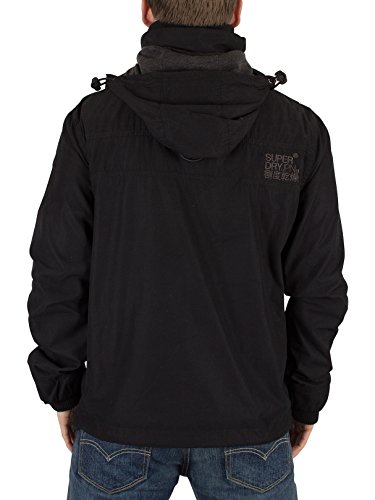 Mens Superdry Microfibre Hooded Wind Attacker In Deep Black Medium