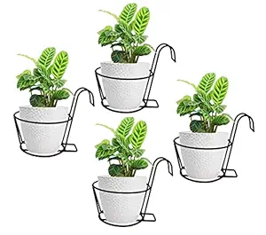 ORCHID ENGINEERS Hanging Flower Pot Holder Railing Potted Plant Stand for Home Balcony D