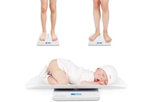 MOMMED Báscula digital para bebés de 50 g hasta 100 kg, con función de sujeción y accesorio extraíble