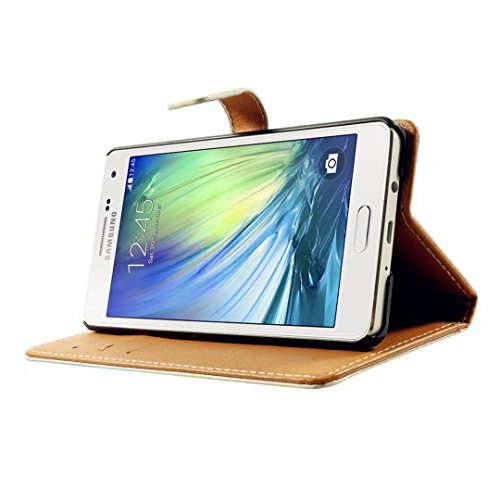 Samsung Galaxy A3 (2015) Hülle Handytasche, MUTOUREN 2 in 1 Zubehör für Samsung Galaxy A3 (2015) Slim PU Tasche Klapp Flip Folding Magnetisch PU Leder Flip Cover Tasche mit Kartensteckplatz Brieftasche Hinterschale Kartenschlitz + Metall Stift Stylus – Wolf - 5