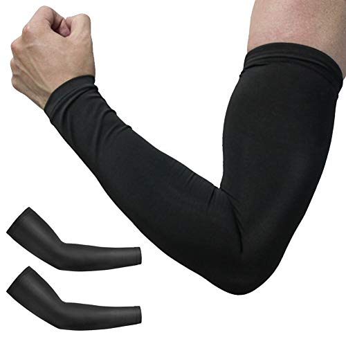 Dingcheng Sports Manguitos de enfriamiento Unisex UV Protección Manguitos Manguito de Brazo Larga, Manga de Compresión SPF 50+ UV para Ciclismo Todas Las Actividades al Aire,1 Par. (Negro, XL)