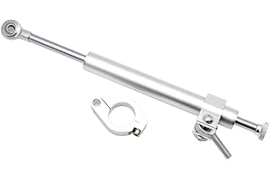 ‎DREAMSEEK Dreamseek 330mm (13 Zoll) Universal Motorrad Lenkungsdämpfer für Harley Honda Yamaha Kawasaki Suzuki Aprilla KTM BMW Ducati Verstellbarer Stabilisator Linear Sicherheitssteuerung (Silber)