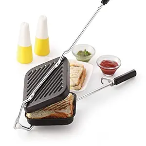 Canberry -New Sandwich Gas Toaster -Non-Stick- Sandwich Maker Aluminium With Iron Handle Sandwich Griller Pack of 1-Color Black