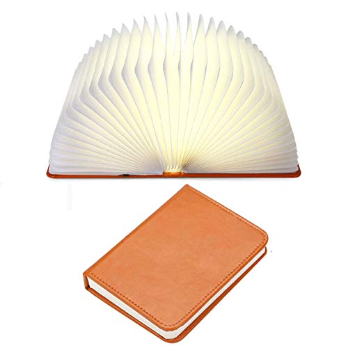 Preisvergleich Produktbild Aibesser Faltbare Buch Lampe LED Buchlampe Stimmungsbeleuchtung Nachttischlampe Nachtlicht Wandleuchte Schreibtischlampen PU-Leder+Papier+USB-Kabel 360° Faltbar Dekorative BuchLampen