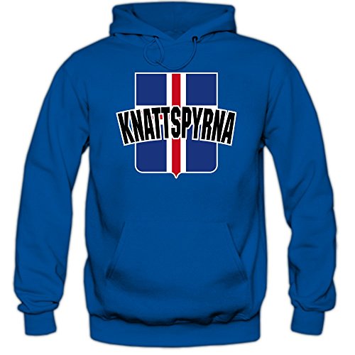 Island EM 2016 #10 Kapuzenpullover | Fußball | Herren | Knattspyrna | Wikinger | Trikot | Nationalmannschaft © Shirt Happenz, Farbe:Blau (Royalblue F421);Größe:S