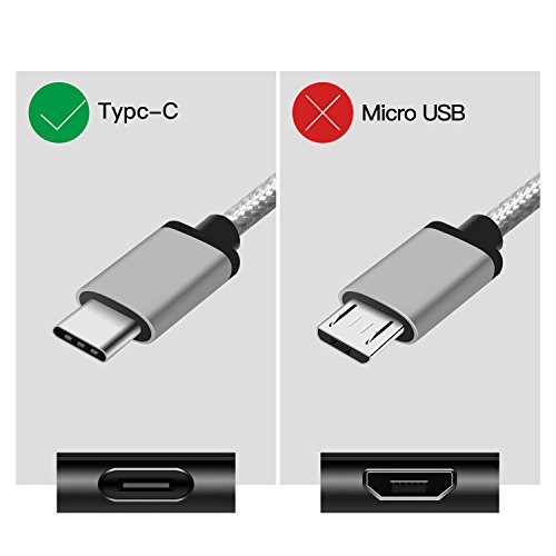  Lot de 2  USB Type C C  ble en Nylon  Fundro 6ft   1 8m USB Type C Rapid C  ble Chargeur pour Samsung Galaxy S9   S9 Plus   S8   S8 Plus   Note 8  Huawei P20   P20 Pro   P10   P10 Plus  Nintendo Switch  Google Pixel   Pixel XL  Moto Z et Plus  Argent 