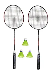 FITNACE ALLUMINIUM Badminton Racket Set of 2 PC with Free 3 PC Shuttle Cocks, Badminton Racquet 1 Pair Double Color