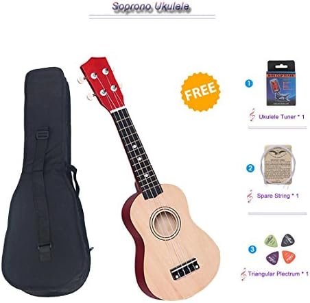 21"Soprano Ukulele with a Carrying Bag and a Digital Tunner, Colorful Designed for Beginner, Kids, Students (Nature Wood)
