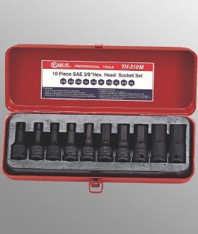 Preisvergleich Produktbild 10 Piece 3 / 8" Dr. SAE Hex Head Driver Set by Genius Tools
