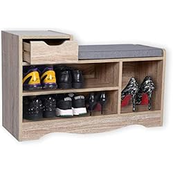 Happy Home Cabinet de Banc à Chaussures Moderne, supports de Rangement pour Chaussures avec tiroir et Coussin de siège pour la Maison, le couloir et l'entrée, Bois