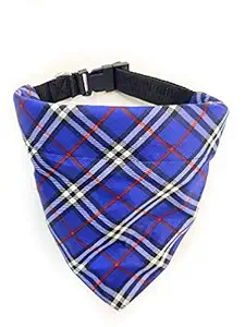 Dog-O-Bow Blue Check Collar Scarf for Dogs (M)