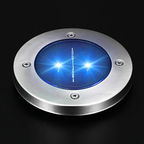 sunnymi 2LED Solar-Untergrundleuchten/Solar wasserdicht/Edelstahl und ABS/Langlebig und stilvoll/Im Freien Pfad Licht Punkt Lampe Garten Garten Rasen Landschaft (Blau)